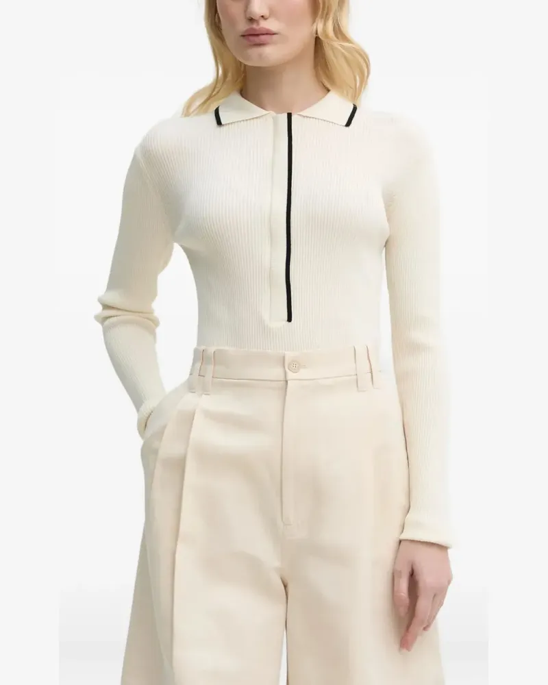 BRUUNS BAZAAR Gerippter Cardigan mit Polokragen - Weiß Weiß