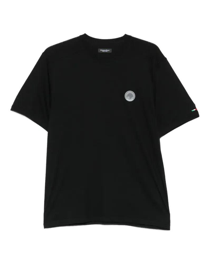 Stefano Ricci logo-patch T-shirt - Schwarz Schwarz