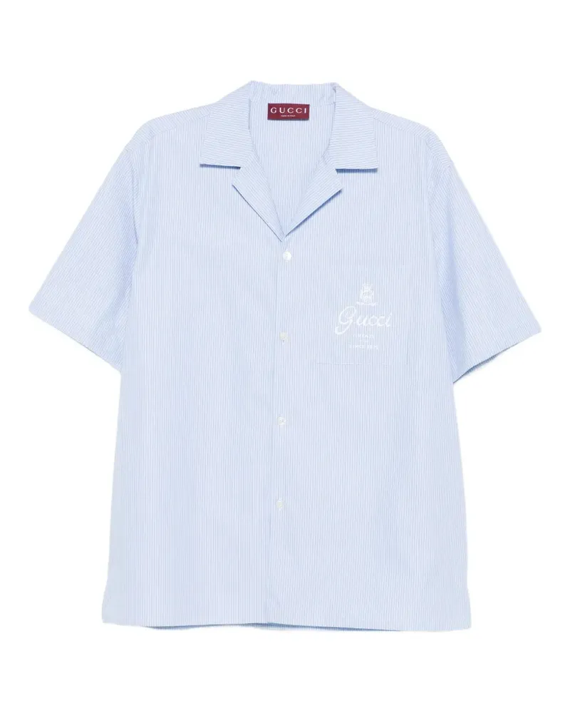 Gucci Gestreiftes Hemd mit Logo - Blau Blau