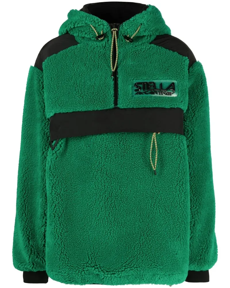 Stella McCartney Kapuzenmantel aus Faux Shearling - Grün Grün