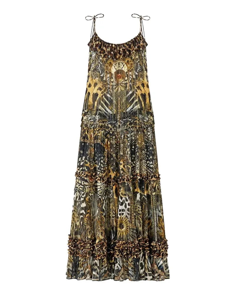 Camilla crystal-embellished tiered midi dress - Braun Braun