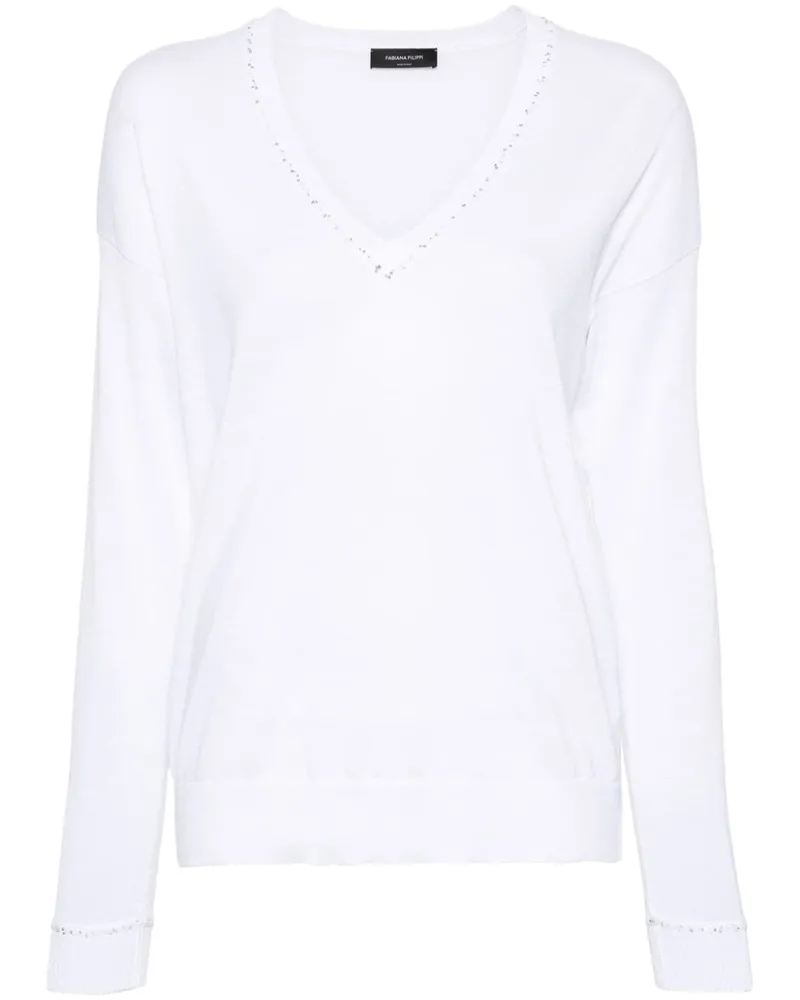 Fabiana Filippi Pullover mit Pailletten - Weiß Weiß