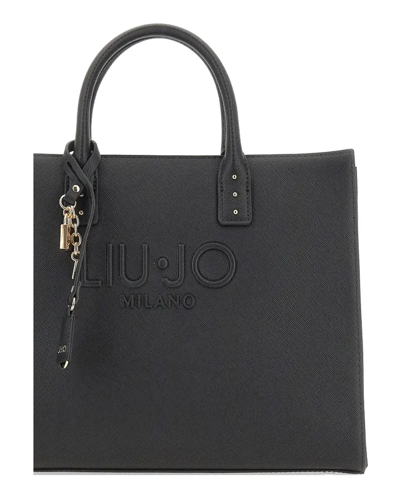Liu Jo embossed logo charm tote bag - Schwarz Schwarz