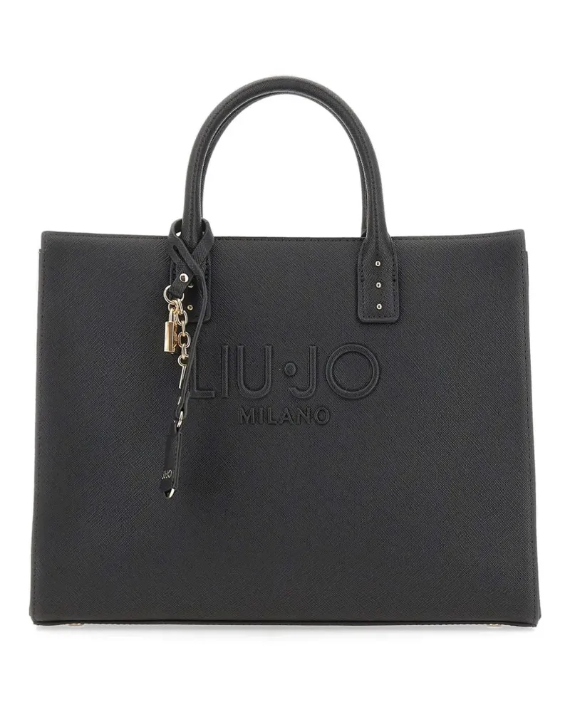 Liu Jo embossed logo charm tote bag - Schwarz Schwarz