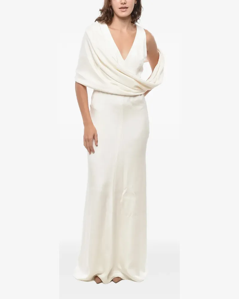 Max Mara Maxikleid aus Satin - Weiß Weiß