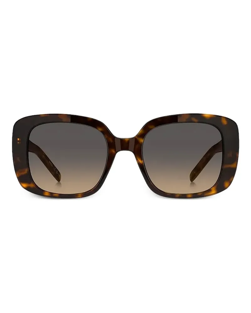 HUGO BOSS Eckige Sonnenbrille mit Logo-Schild - Braun Braun