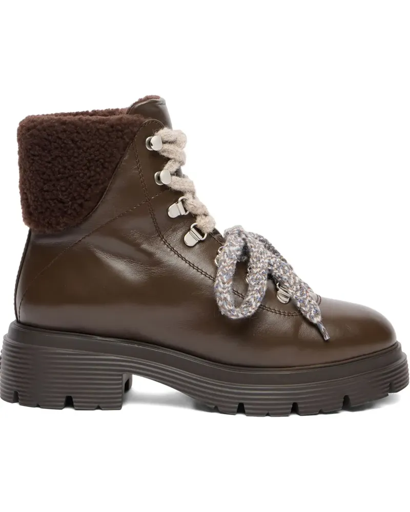 Stuart Weitzman Hudson Lite Schnürstiefel aus Shearling - Braun Braun