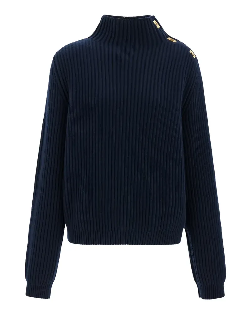 Ferragamo Gerippter Pullover mit Gancini-Schild - Blau Blau