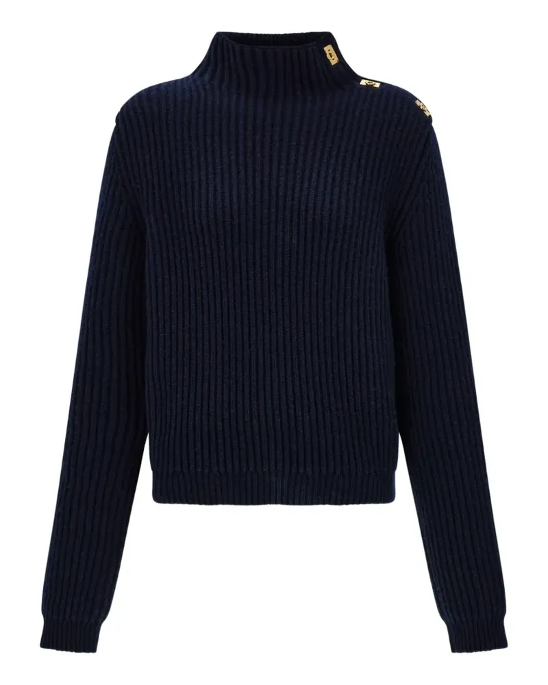 Ferragamo Strickpullover mit Gancini-Knopfdetail - Blau Blau