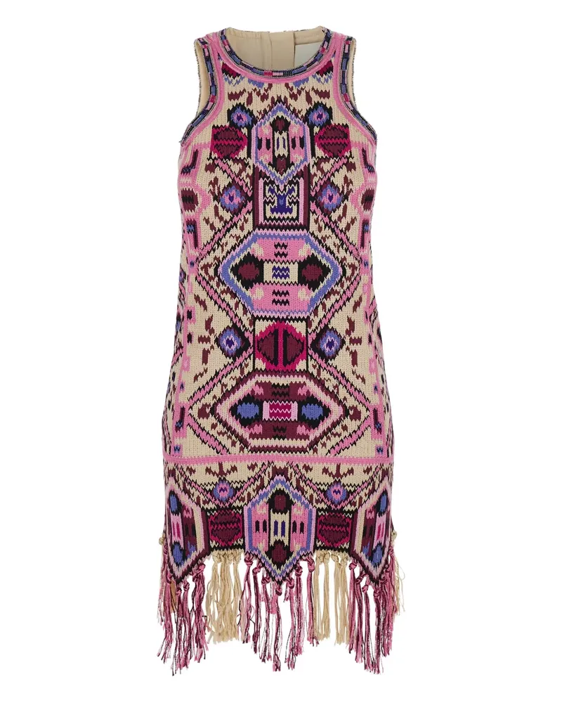Isabel Marant Besticktes Kleid mit Fransen - Rosa Rosa