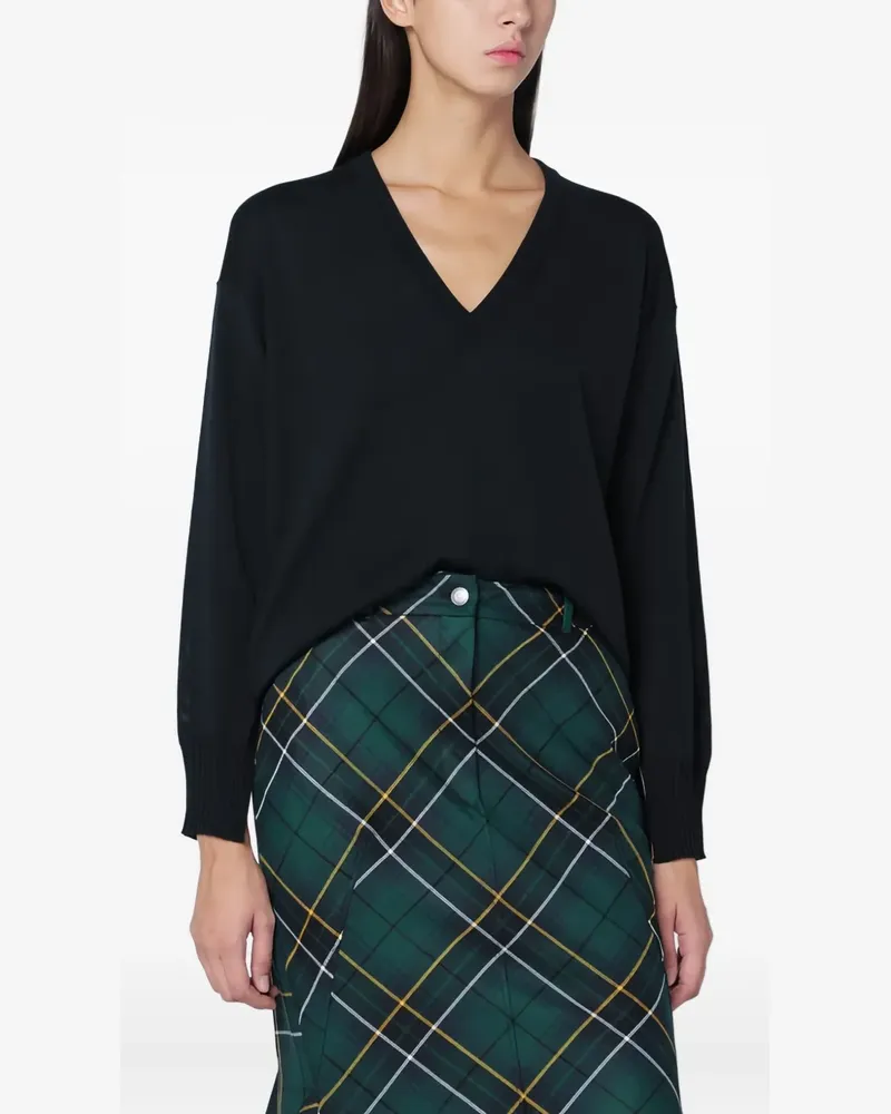 Roberto Collina Langer Pullover mit V-Ausschnitt - Schwarz Schwarz