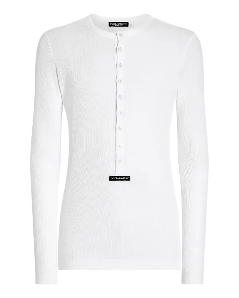 Dolce & Gabbana Geripptes Serafino T-Shirt - Weiß Weiß