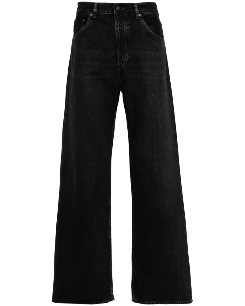 Acne Studios Halbhohe Wide-Leg-Jeans - Schwarz Schwarz