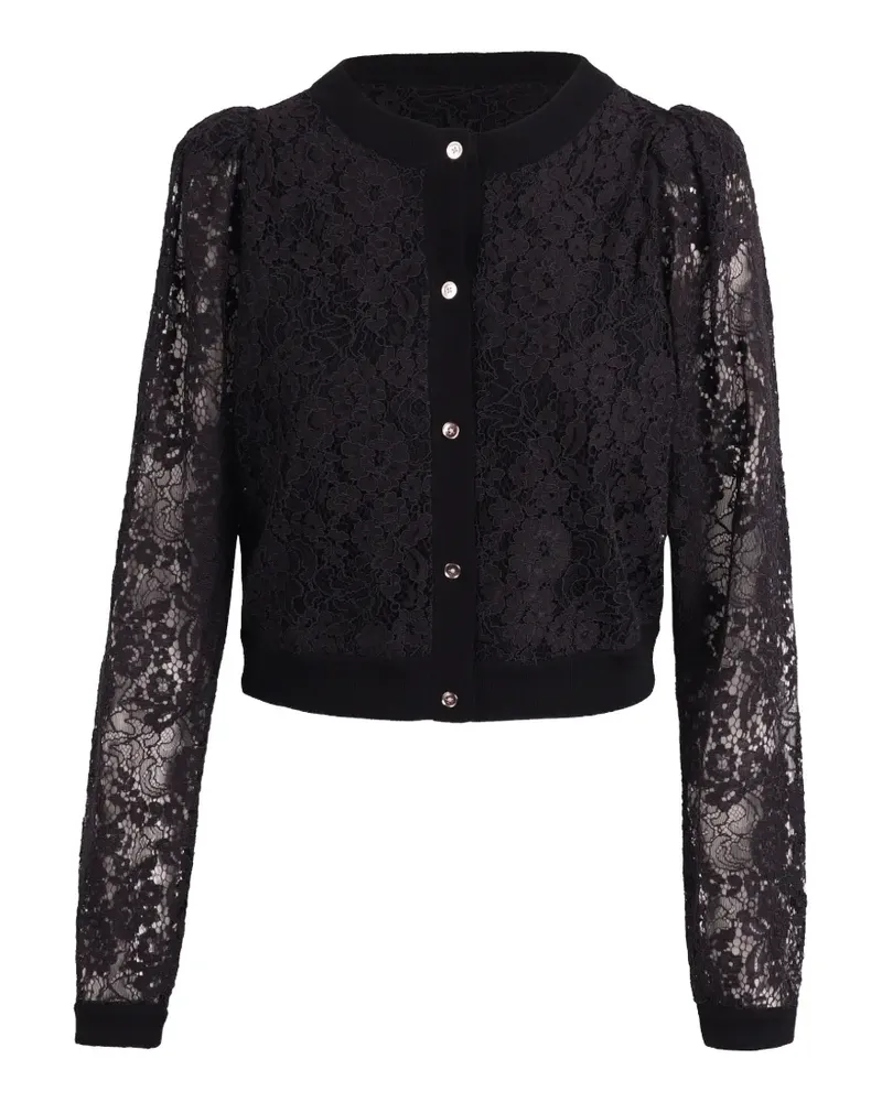 Alice + Olivia Cardigan mit Spitze-Overlay - Schwarz Schwarz
