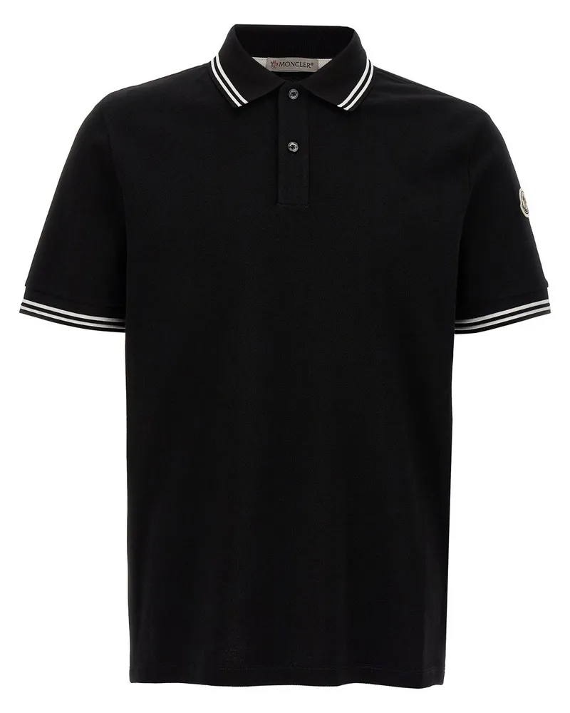 Moncler Poloshirt mit Logo-Patch - Schwarz Schwarz