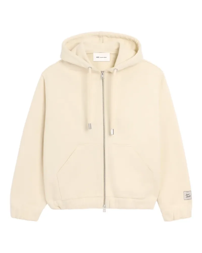AMI Paris Hoodie aus Baumwolle mit Reißverschluss und klassischem -Label - Nude Nude