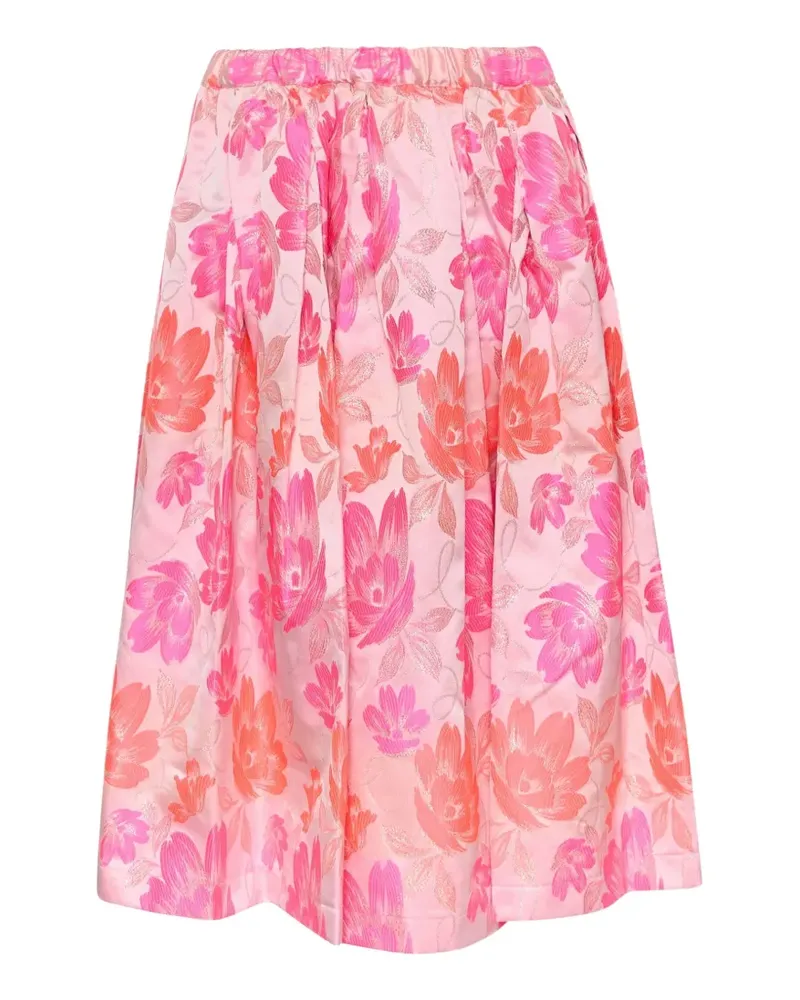 Comme des Garçons floral-print pleated midi skirt - Rosa Rosa