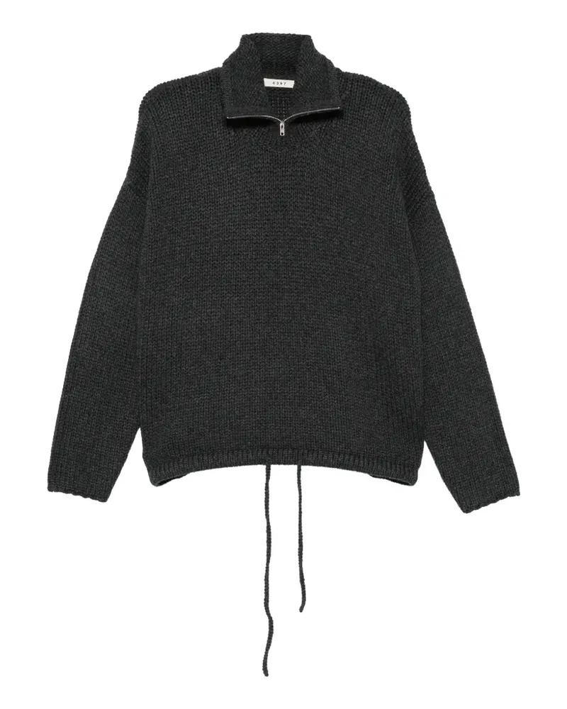 6397 Kordelzug-Pullover mit kurzem Reißverschluss - Grau Grau
