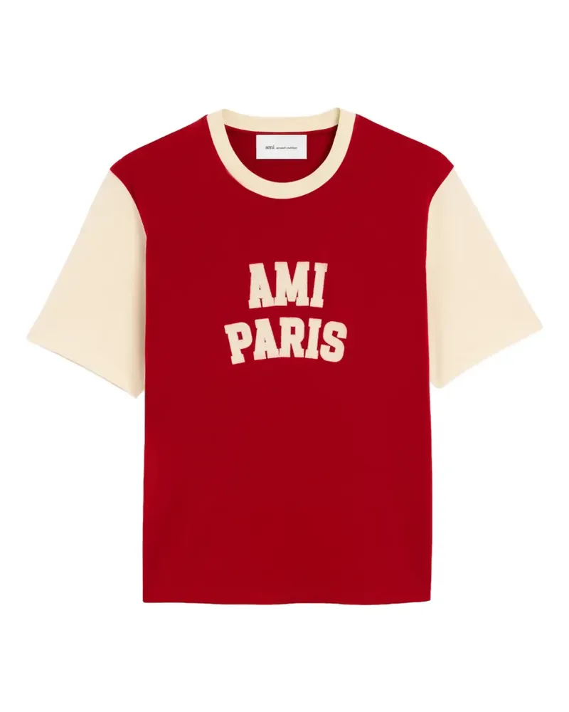 AMI Paris T-Shirt aus Baumwolle mit -Stickerei - Rot Rot