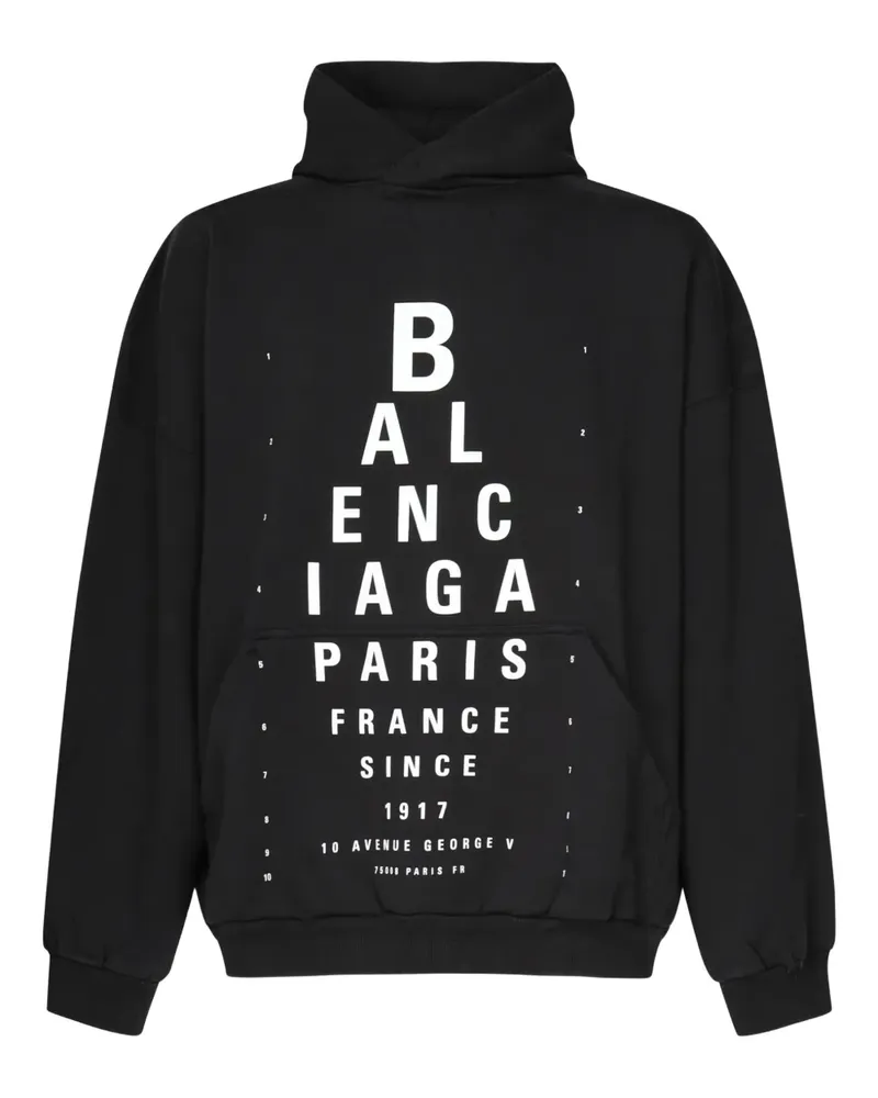 Balenciaga Hoodie mit Optical Eye-Chart-Print - Schwarz Schwarz