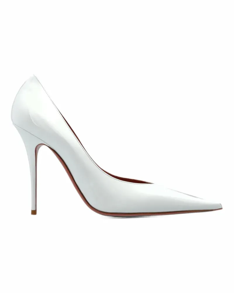 Amina Muaddi Anok Pumps aus Lackleder - Weiß Weiß