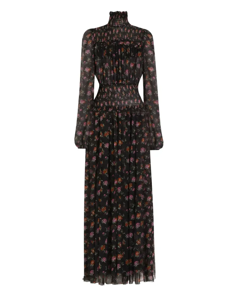 Dolce & Gabbana Maxikleid mit Blumen-Print - Schwarz Schwarz