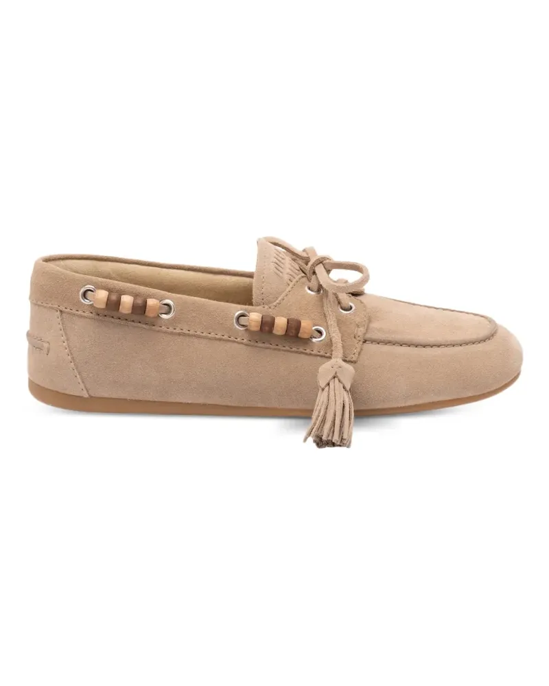 Miu Miu beaded tassel-detail boat shoes - Nude Nude