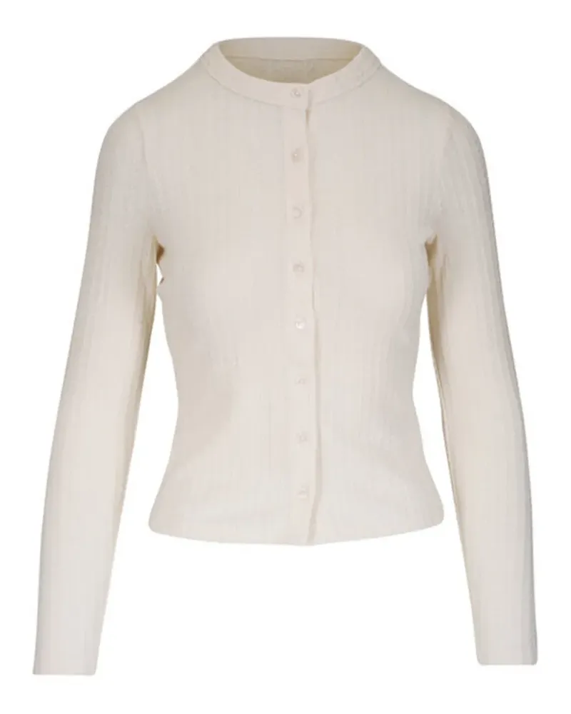 Veronica Beard cable-knit round-neck cardigan - Nude Nude