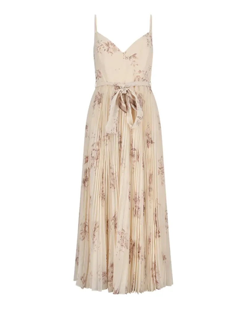 Zimmermann Sunray pleated floral midi dress - Nude Nude