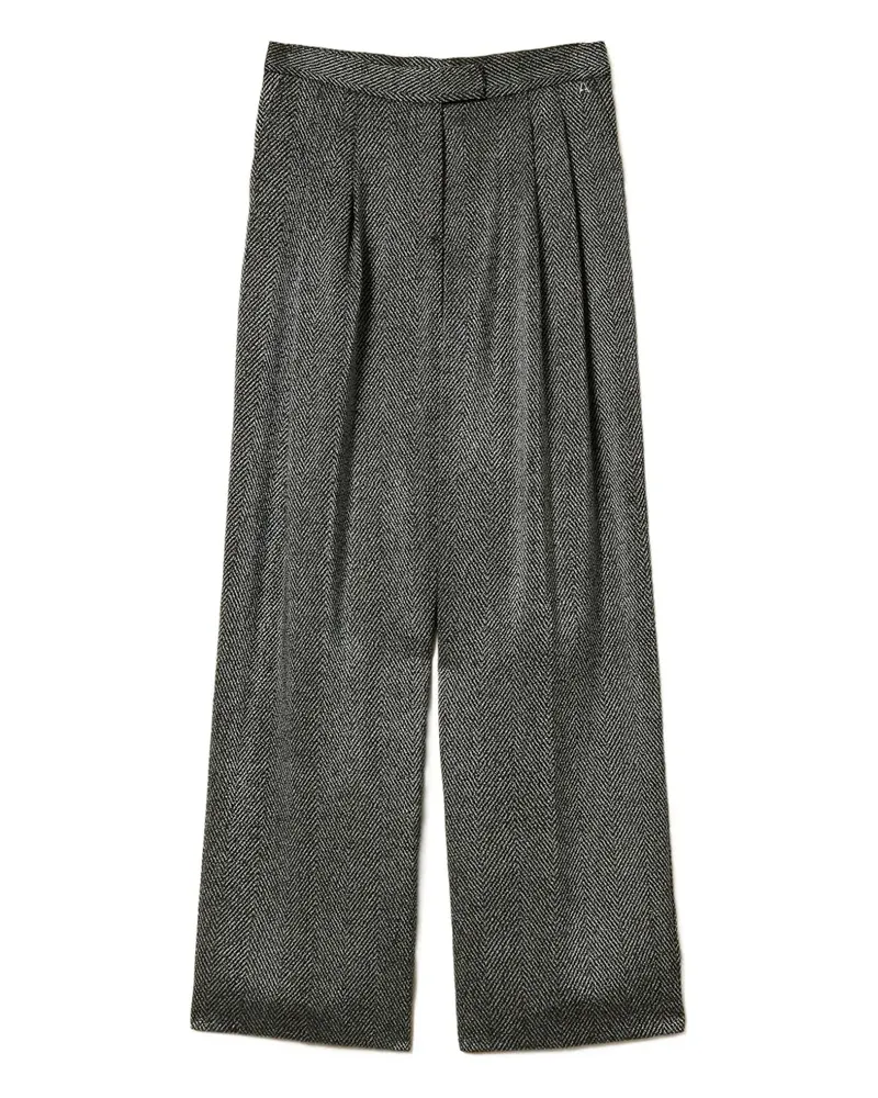 Twin-Set Palazzohose mit Fischgrätenmuster - Grau Grau
