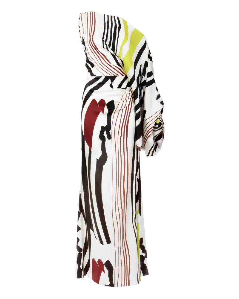 Silvia Tcherassi Gestreiftes Dotty One-Shoulder-Kleid - Weiß Weiß