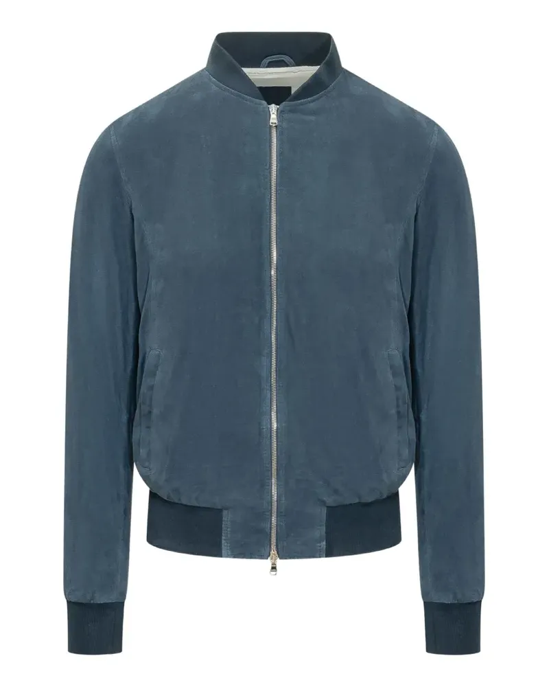BARBA zip-up suede jacket - Blau Blau
