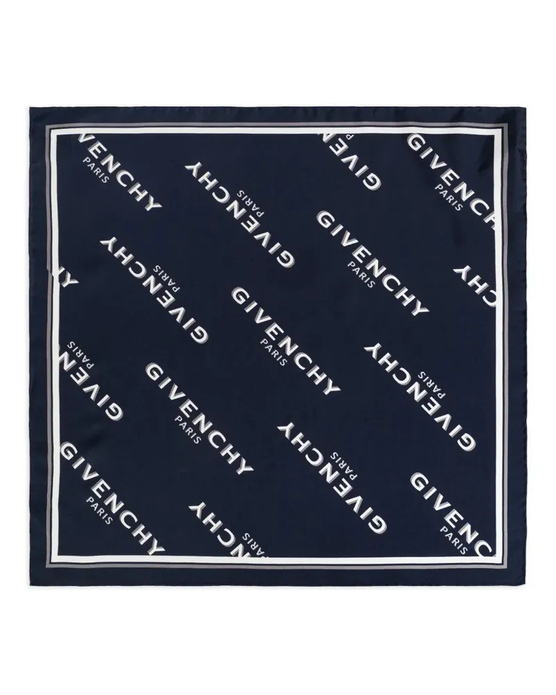 Givenchy logo-print silk scarf - Blau Blau