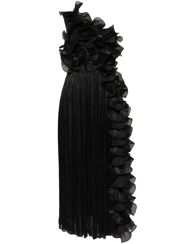 Ana Radu Plissierte One-Shoulder-Robe - Schwarz Schwarz