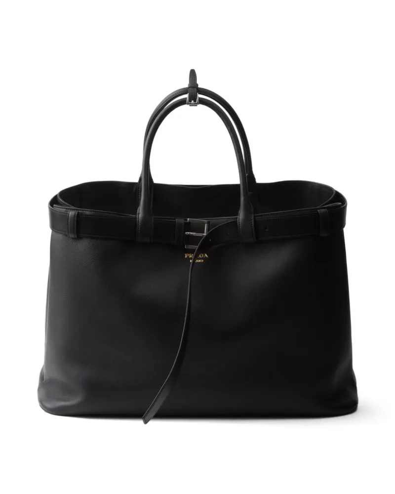 Prada Mittelgroße Double Belt Handtasche - Schwarz Schwarz