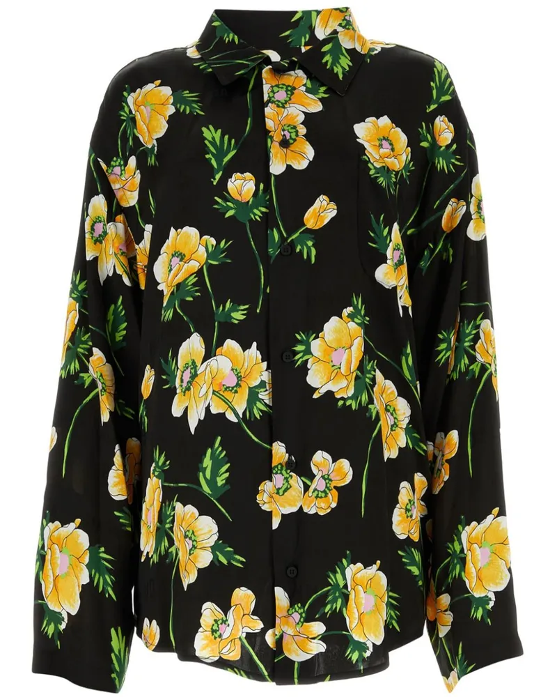 Balenciaga Hemd mit Blumen-Print - Schwarz Schwarz