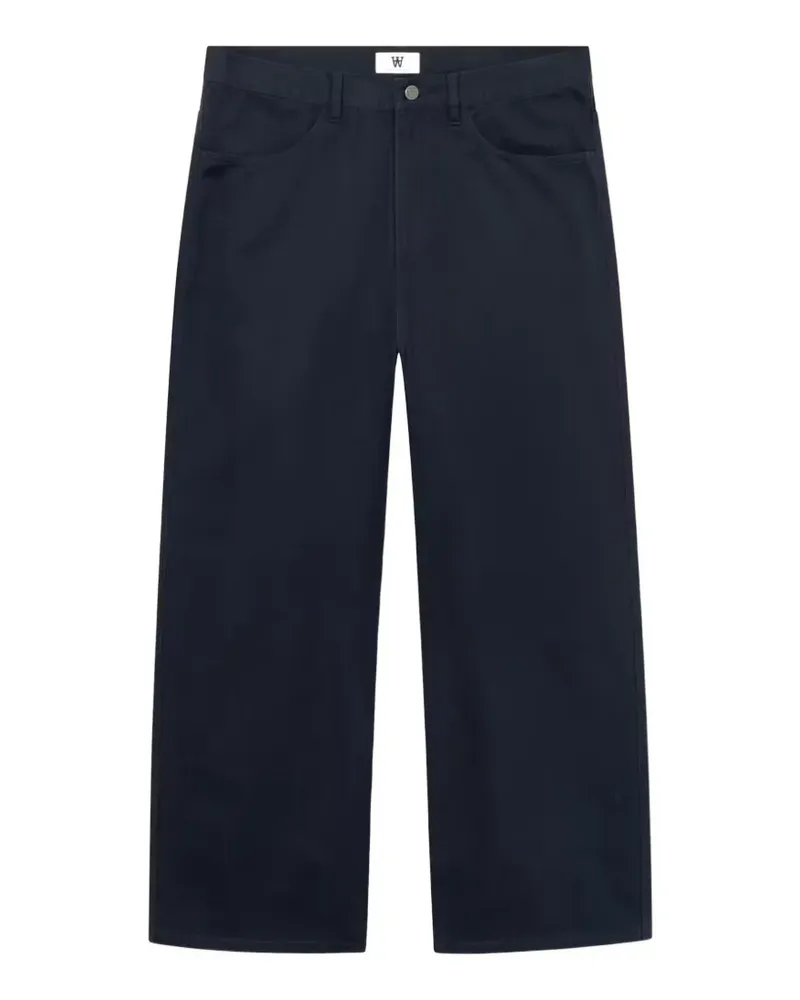 Wood Wood WWHarald Hose aus Baumwolle mit weitem Bein - Blau Blau