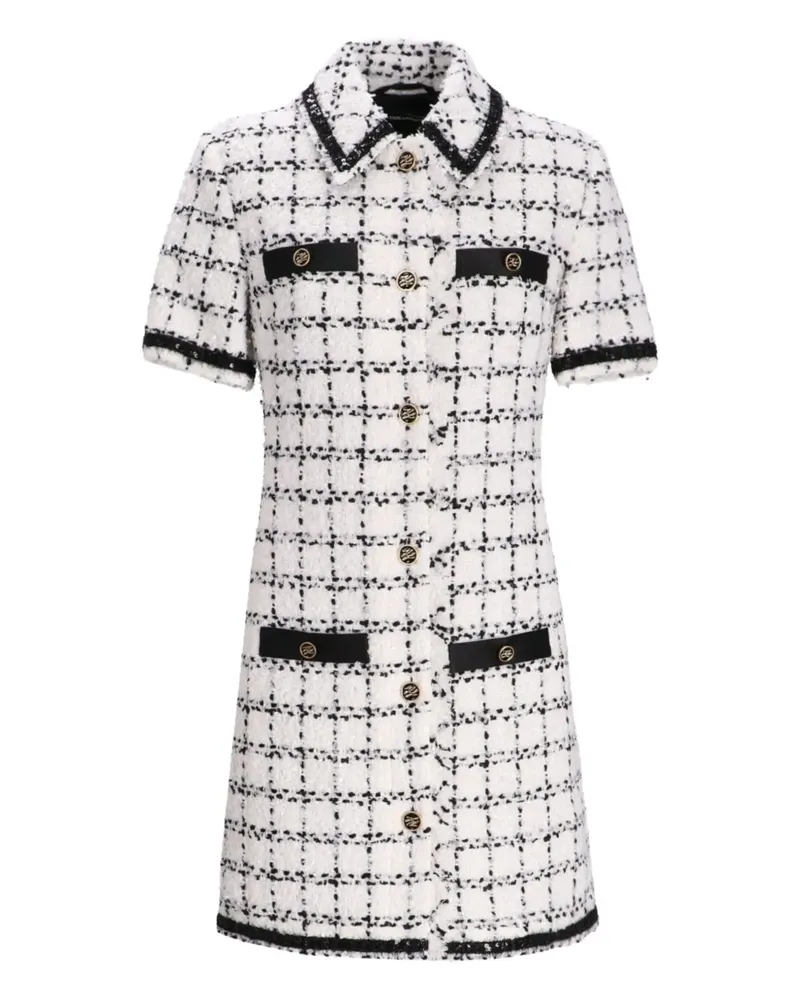 Karl Lagerfeld Kurzärmeliges Minikleid aus Tweed - Weiß Weiß