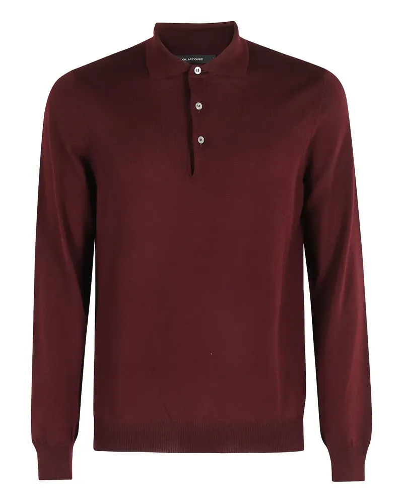 Tagliatore Langärmeliges Poloshirt - Rot Rot