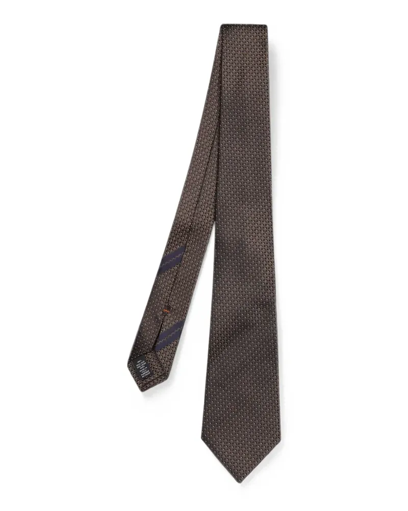 Ermenegildo Zegna Geometrisch gemusterte Seidenkrawatte - Braun Braun
