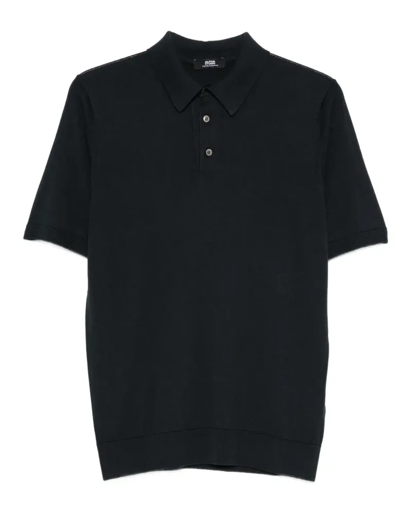 Alpha Studio buttoned knit polo shirt - Blau Blau