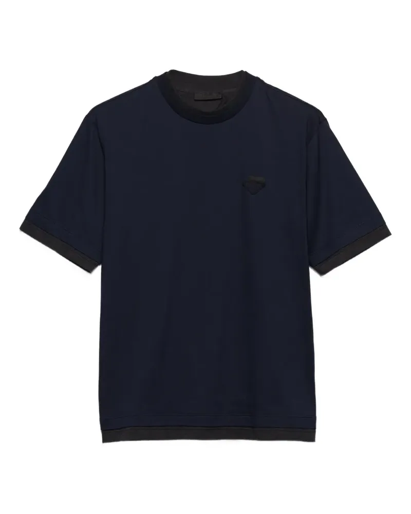 Prada T-Shirt mit Triangel-Logo - Blau Blau