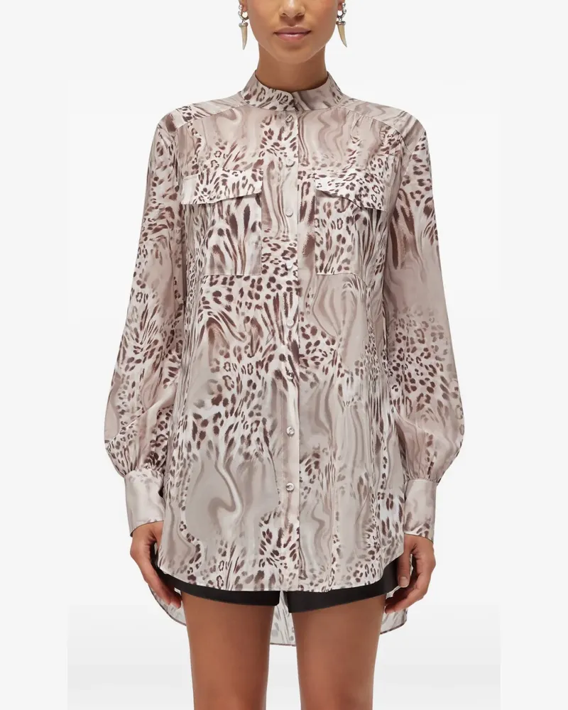 Blumarine leopard-print button-down shirt - Nude Nude