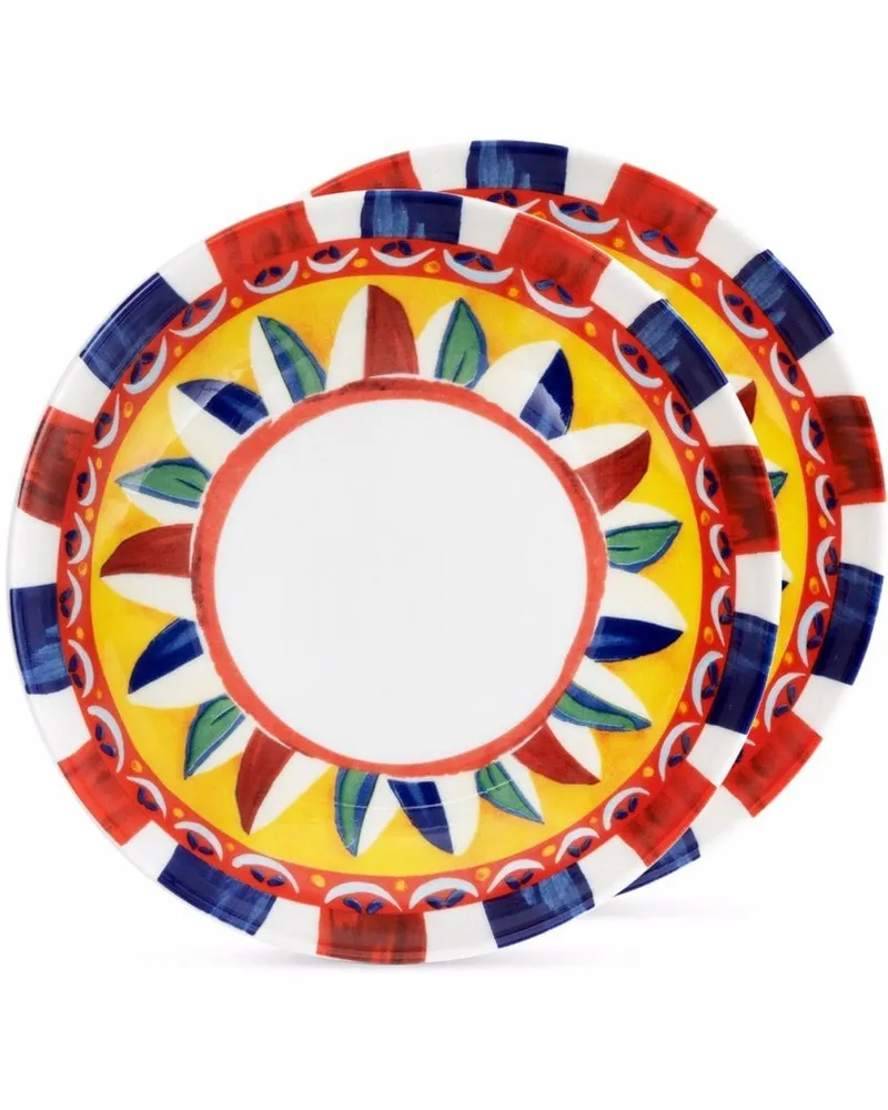 Dolce & Gabbana Suppenteller mit Carretto-Print (2er-Set) - Rot Rot