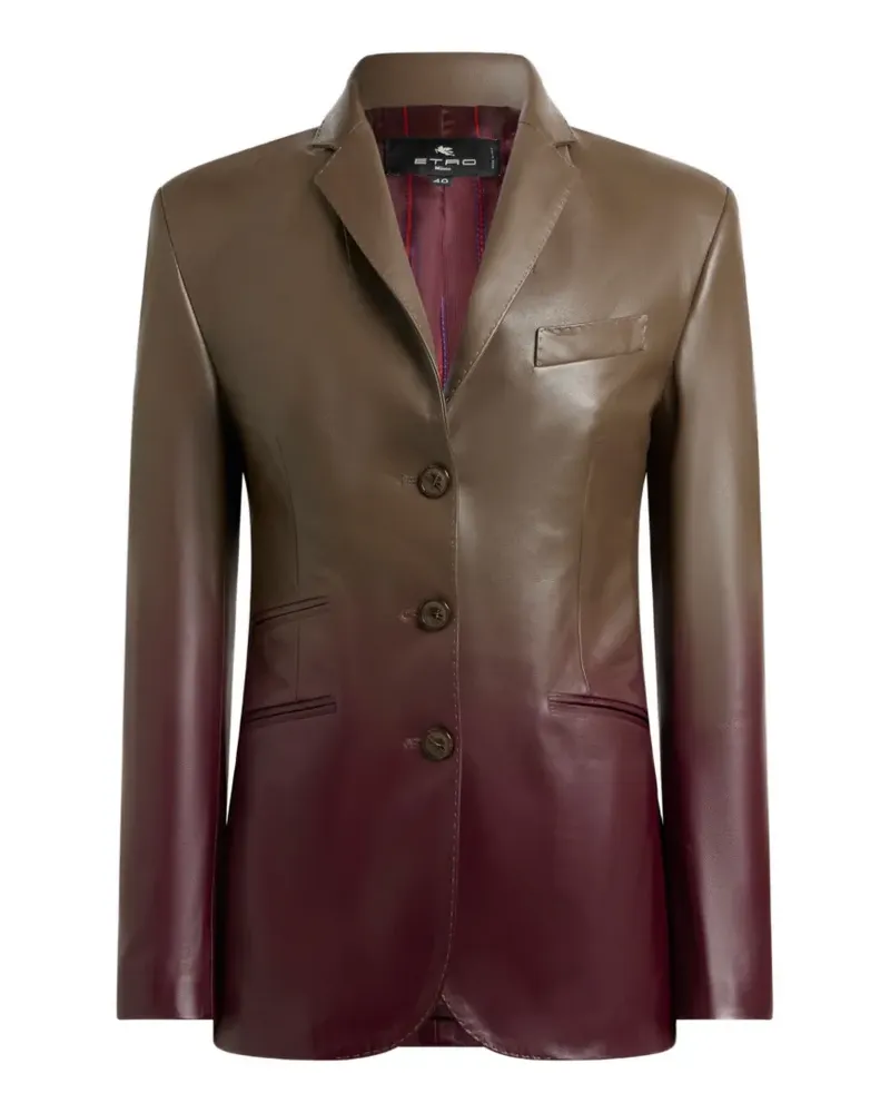 Etro single-breasted degradé leather jacket - Braun Braun
