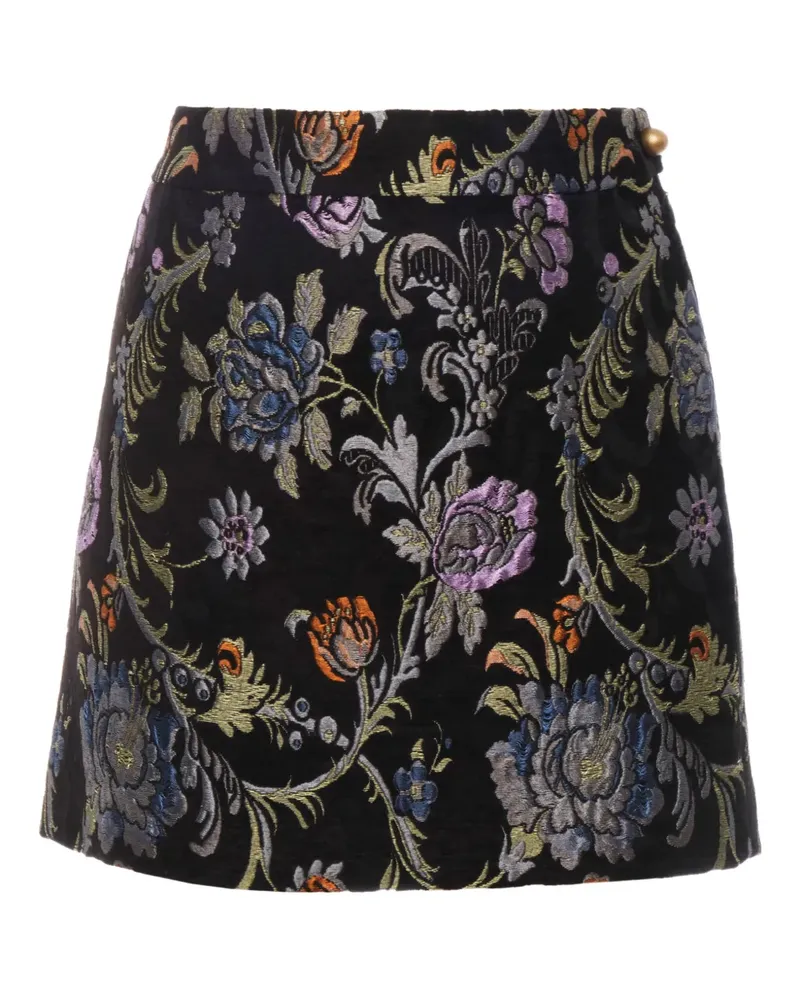 Chloé Minirock mit Jacquard-Blumenmuster - Schwarz Schwarz