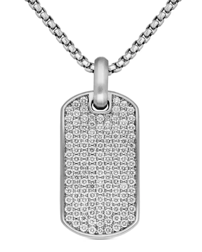 David Yurman Chevron Sterlingsilber-Anhänger mit Diamant 35mm Silber