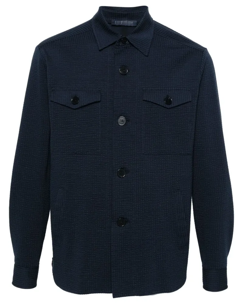 Harris Wharf London Seersucker-Hemdjacke - Blau Blau