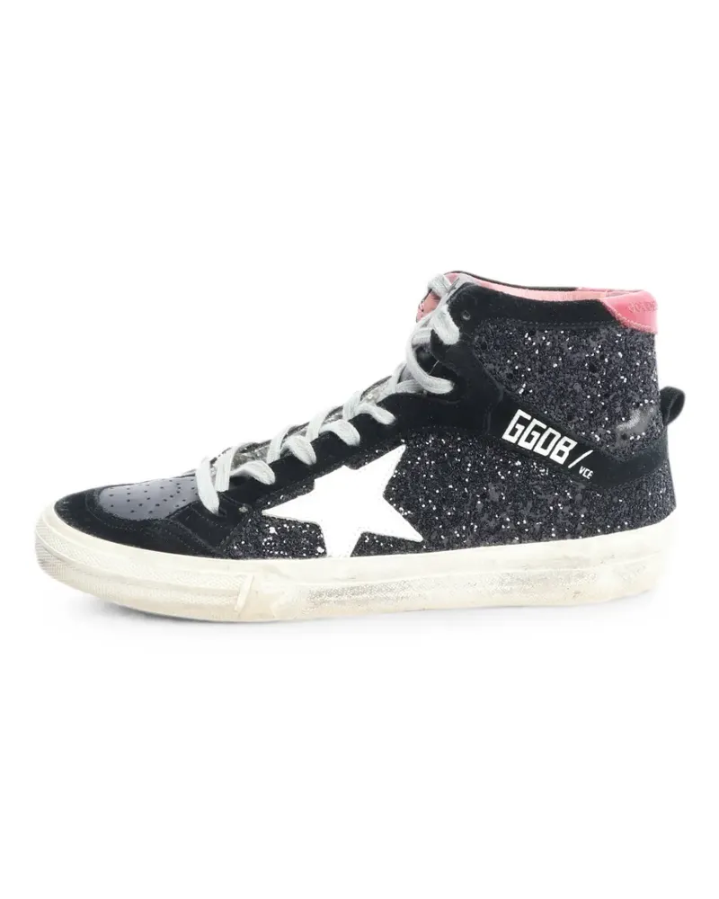 Golden Goose Mid Star Sneakers mit Glitter - Schwarz Schwarz