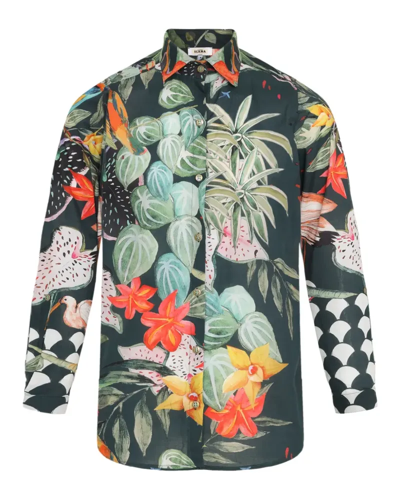 Amir Slama floral-print long-sleeve shirt - Grün Grün